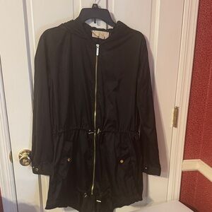 Women’s Black Hooded Anorak Jacket with Drawstring